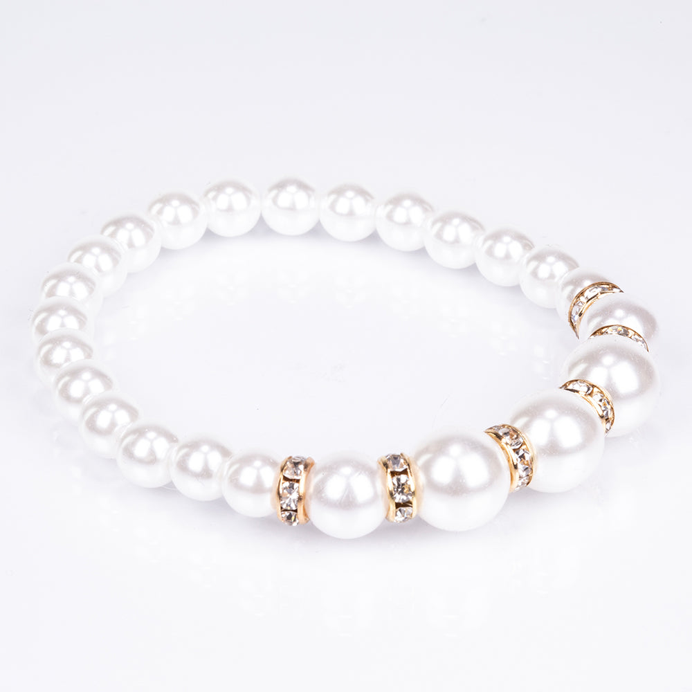 Pozlátený Zliatinový Hodinky s Bielym Emporia® Krištáľom ( Náhrdelník+Náušnice+Náramok ) 4 