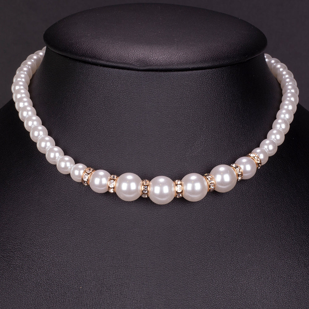 Pozlátený Zliatinový Hodinky s Bielym Emporia® Krištáľom ( Náhrdelník+Náušnice+Náramok ) 9 