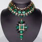 Pozlátené Zliatinové Sada s so Zeleným Emporia® Krištáľom a Bielym Emporia® Krištáľom ( Náhrdelník+Náušnice )