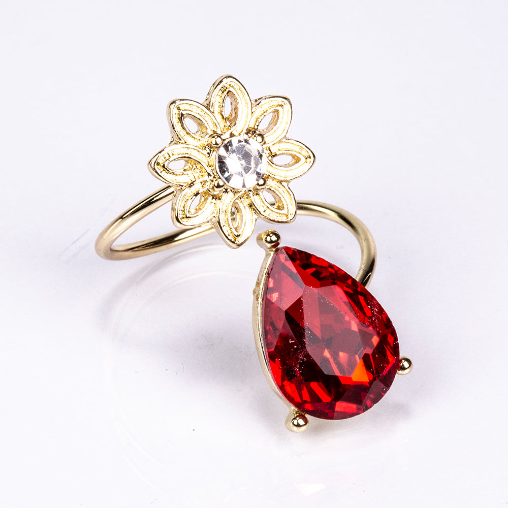 Pozlátené Zliatinové Sada s Červeným Emporia® Krištáľom a Bielym Emporia® Krištáľom ( Náhrdelník+Náušnice ) 4 