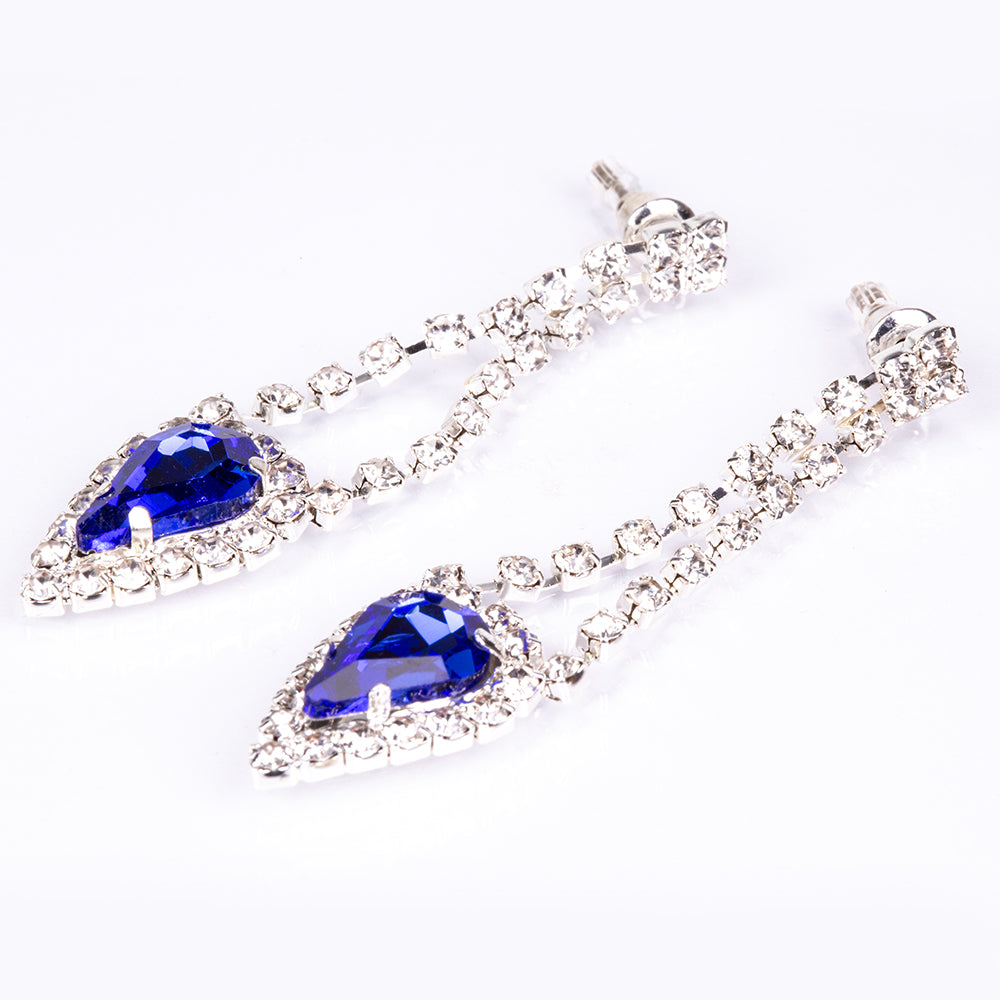 Pozlátené Zliatinové Sada s Modrým Emporia® Krištáľom a Bielym Emporia® Krištáľom ( Náhrdelník+Náušnice )