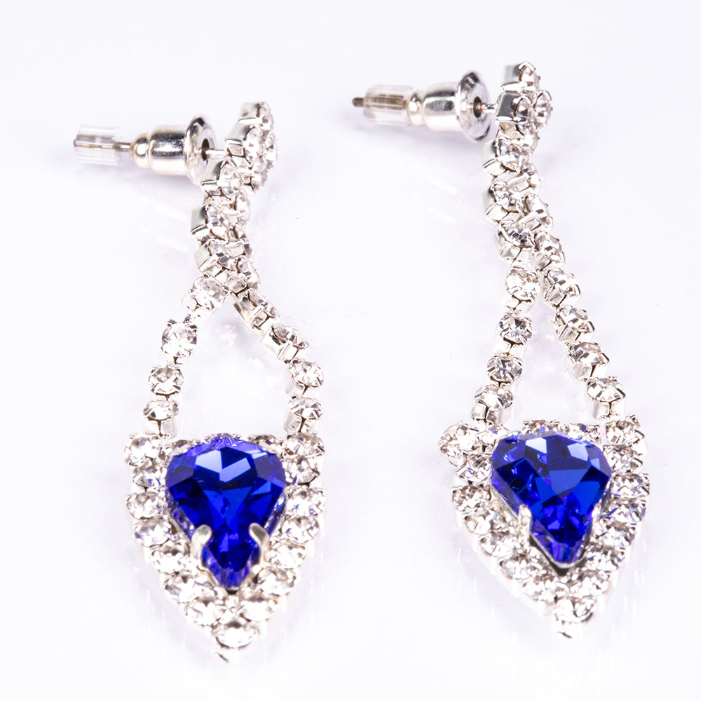 Pozlátené Zliatinové Sada s Modrým Emporia® Krištáľom a Bielym Emporia® Krištáľom ( Náhrdelník+Náušnice )