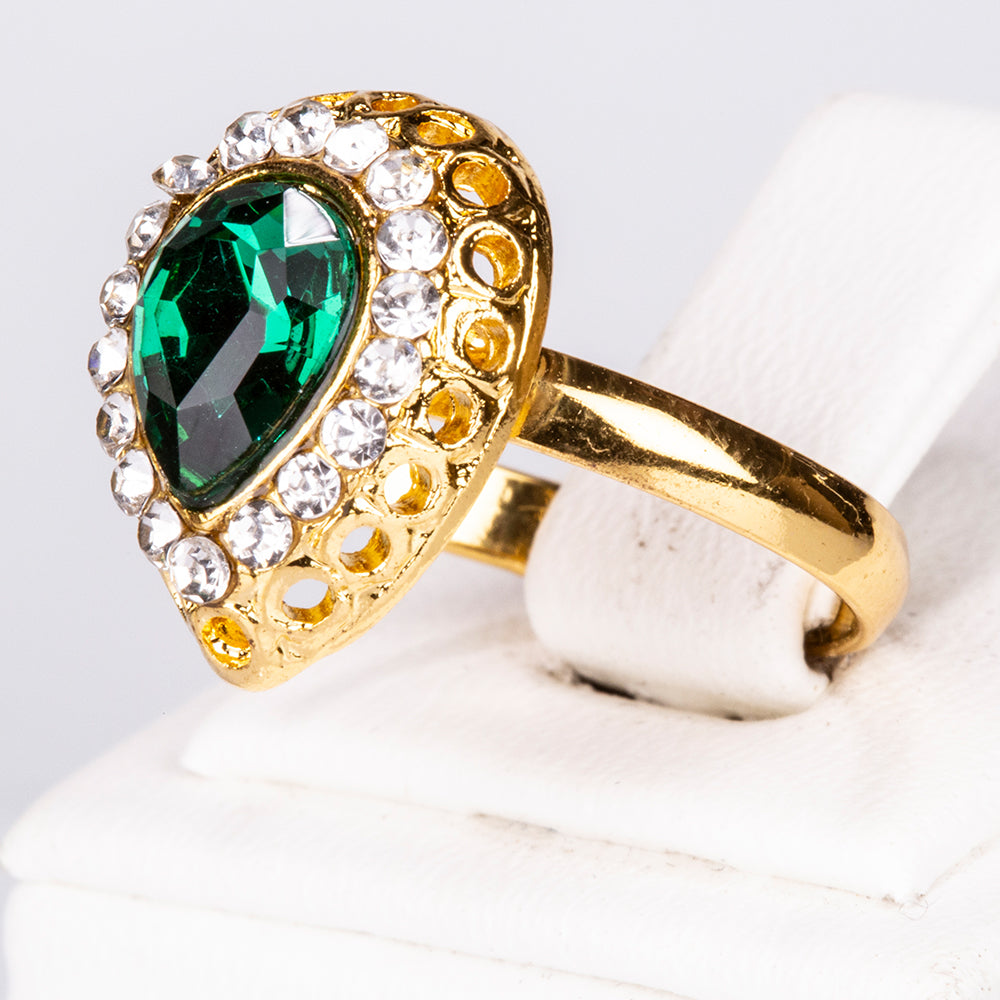 Pozlátené Zliatinové Sada s so Zeleným Emporia® Krištáľom a Bielym Emporia® Krištáľom ( Náhrdelník+Náušnice+Náramok+Prsteň +Prívesok )