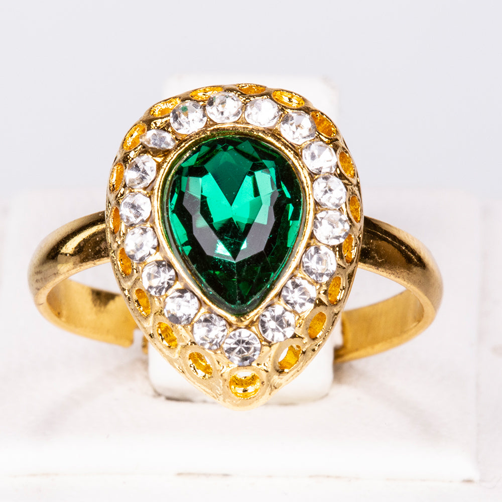 Pozlátené Zliatinové Sada s so Zeleným Emporia® Krištáľom a Bielym Emporia® Krištáľom ( Náhrdelník+Náušnice+Náramok+Prsteň +Prívesok ) 5 