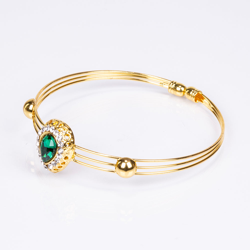 Pozlátené Zliatinové Sada s so Zeleným Emporia® Krištáľom a Bielym Emporia® Krištáľom ( Náhrdelník+Náušnice+Náramok+Prsteň +Prívesok ) 10 