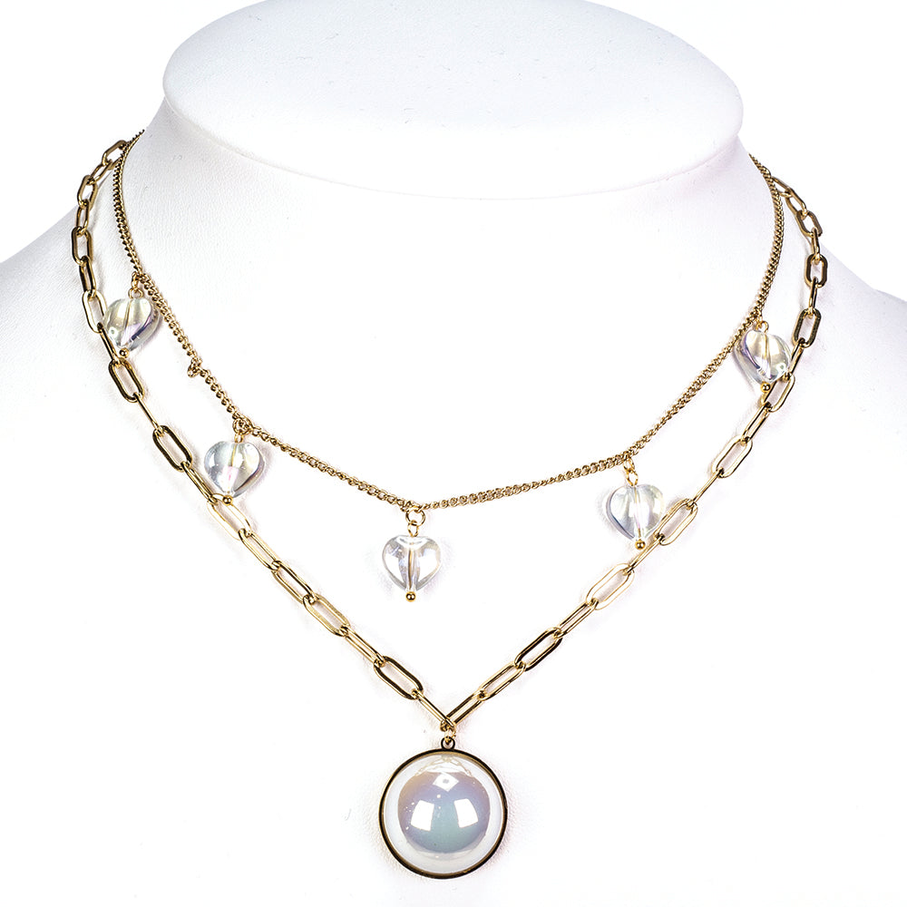 Pozlátené Zliatinové Sada s Sklenená perla ( Náhrdelník+Náušnice ) 2 