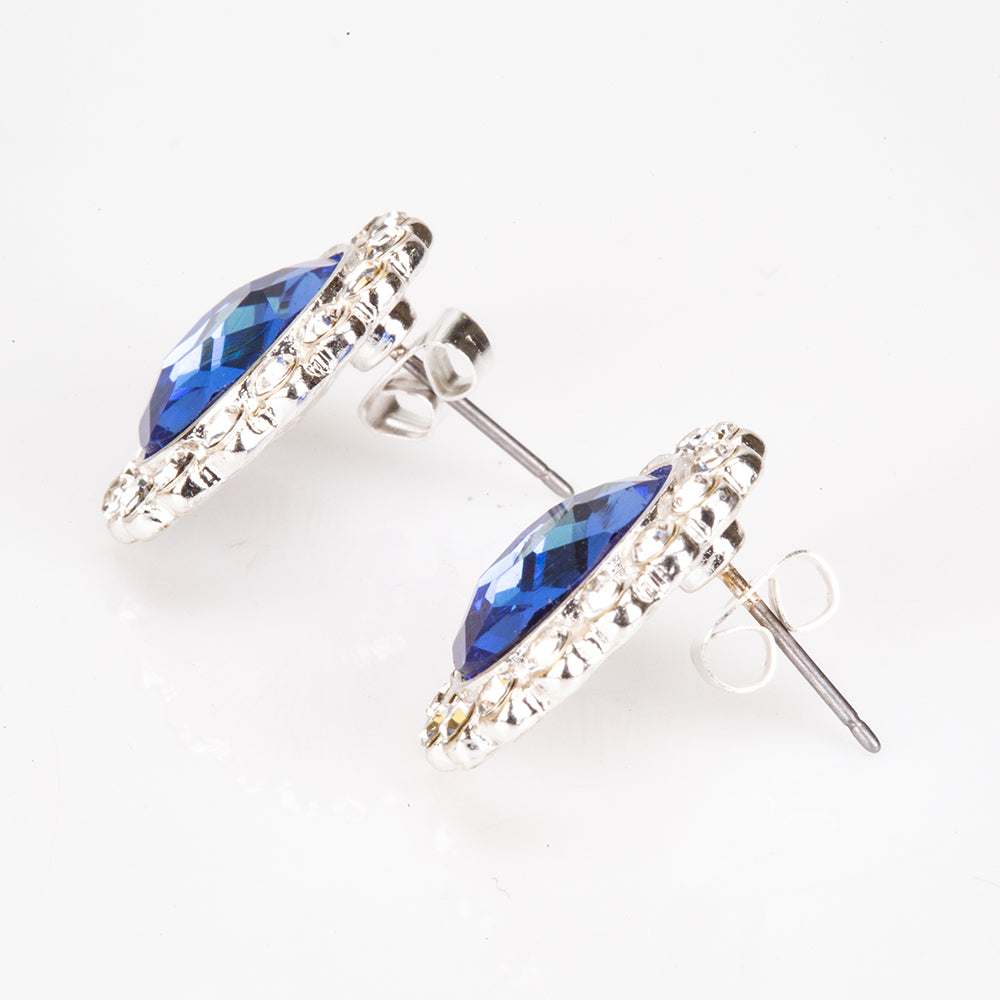 Pozlátené Zliatinové Sada s Perlou a Modrým Emporia® Krištáľom ( Náhrdelník+Náušnice ) 4 