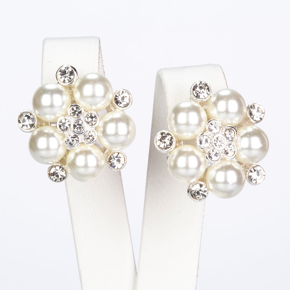 Pozlátené Zliatinové Sada s Sklenená perla a Bielym Emporia® Krištáľom 2 