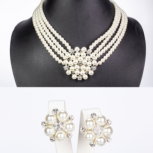 Pozlátené Zliatinové Sada s Sklenená perla a Bielym Emporia® Krištáľom