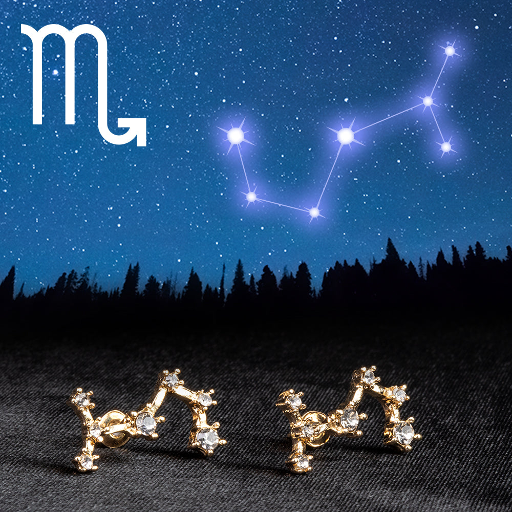 Škorpión Pozlátené Zliatinové Náušnice s Bielym Emporia® Krištáľom