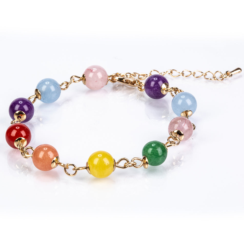 Pozlátené Zliatinové Sada s Červeným Achátom a Ametystom ( Náhrdelník+Náušnice+Náramok ) 8 