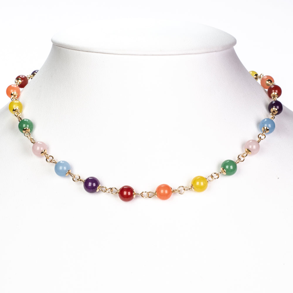 Pozlátené Zliatinové Sada s Červeným Achátom a Ametystom ( Náhrdelník+Náušnice+Náramok ) 9 