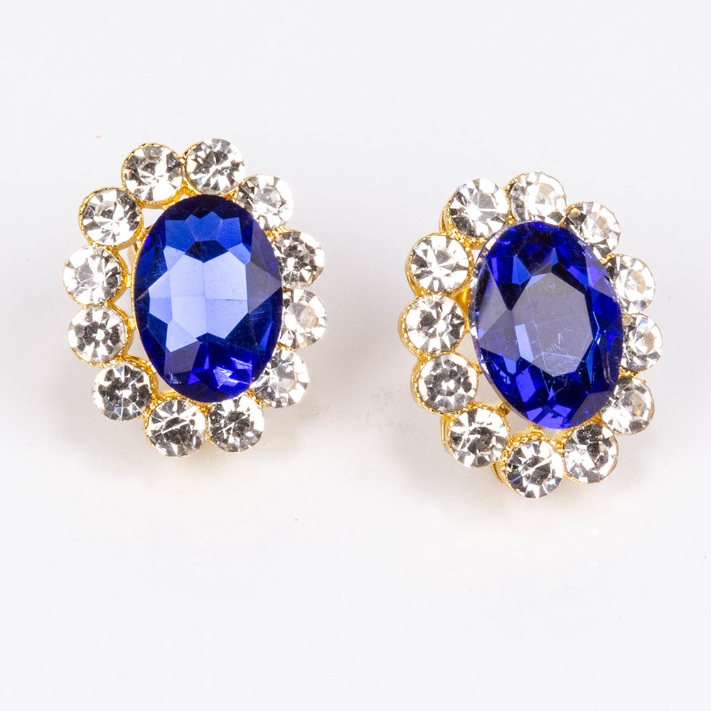 Pozlátené Zliatinové Sada s Modrým Emporia® Krištáľom a Bielym Emporia® Krištáľom ( Náhrdelník+Náušnice )