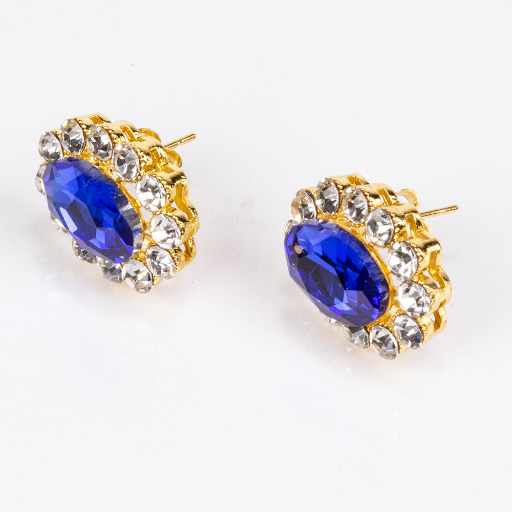 Pozlátené Zliatinové Sada s Modrým Emporia® Krištáľom a Bielym Emporia® Krištáľom ( Náhrdelník+Náušnice ) 4 