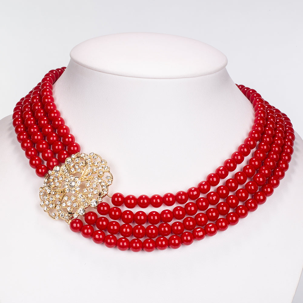 Pozlátené Zliatinové Sada s Bielym Emporia® Krištáľom ( Náhrdelník+Náramok )