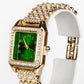 Pozlátený Zliatinový Hodinky s so Zeleným Emporia® Krištáľom a Bielym Emporia® Krištáľom ( Náhrdelník+Náušnice+Prívesok )