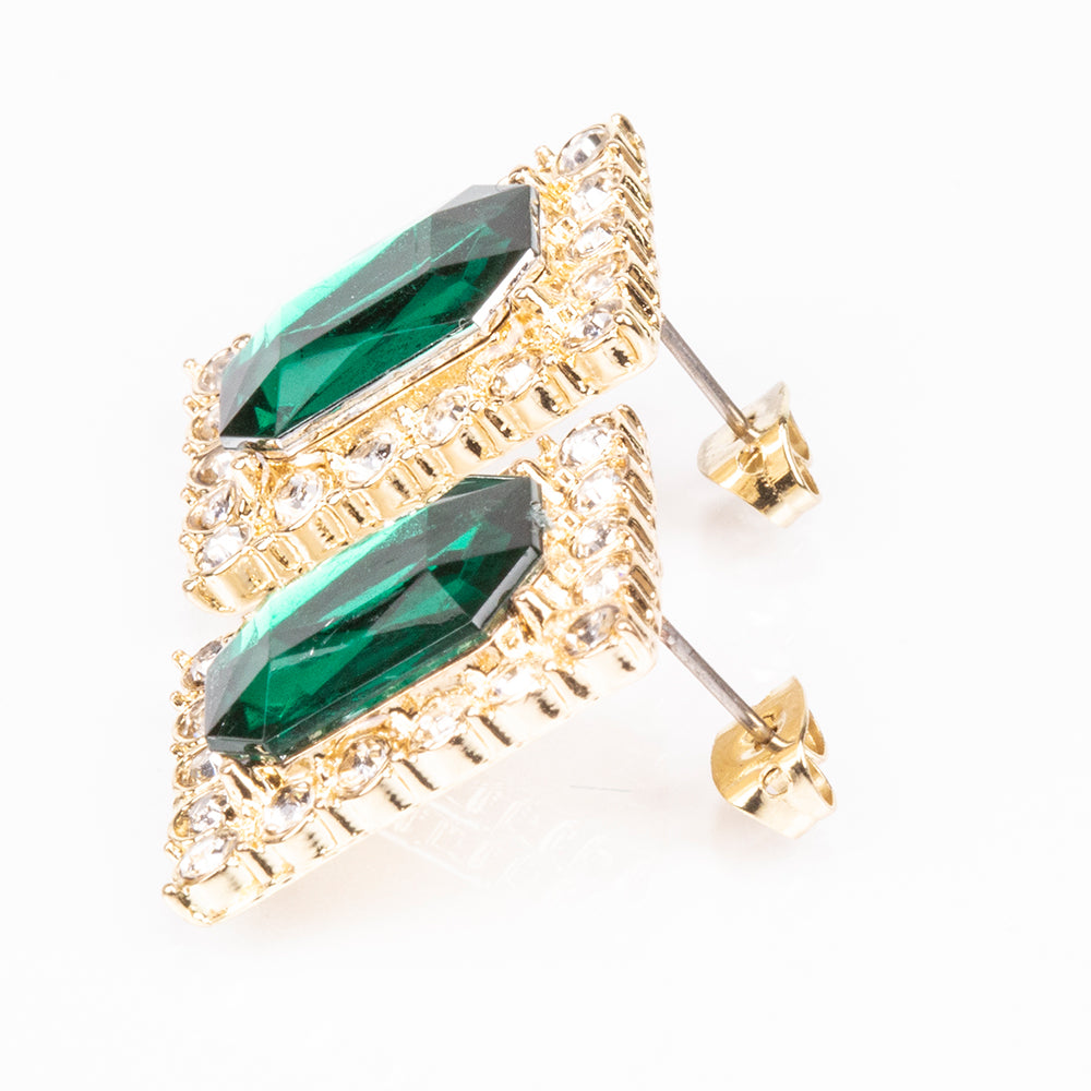 Pozlátený Zliatinový Hodinky s so Zeleným Emporia® Krištáľom a Bielym Emporia® Krištáľom ( Náhrdelník+Náušnice+Prívesok ) 10 