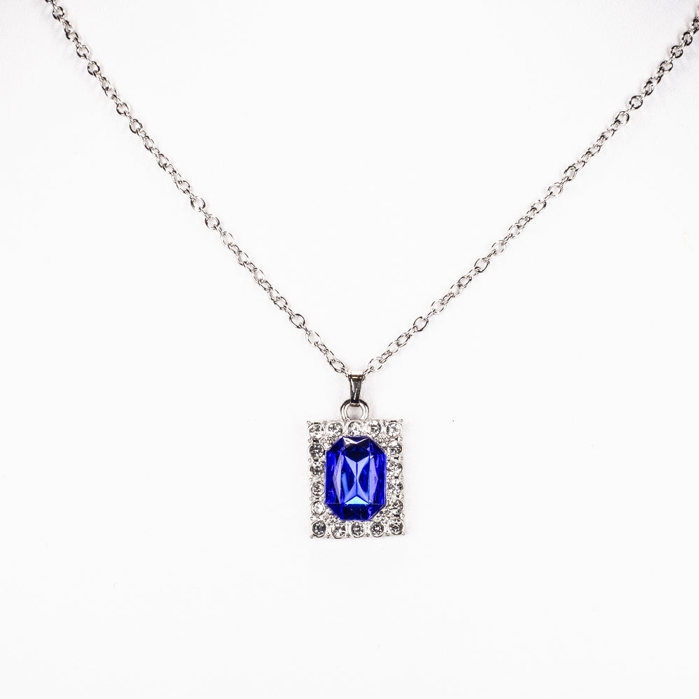 Pozlátený Zliatinový Hodinky s Modrým Emporia® Krištáľom a Bielym Emporia® Krištáľom ( Náhrdelník+Náušnice+Prívesok )