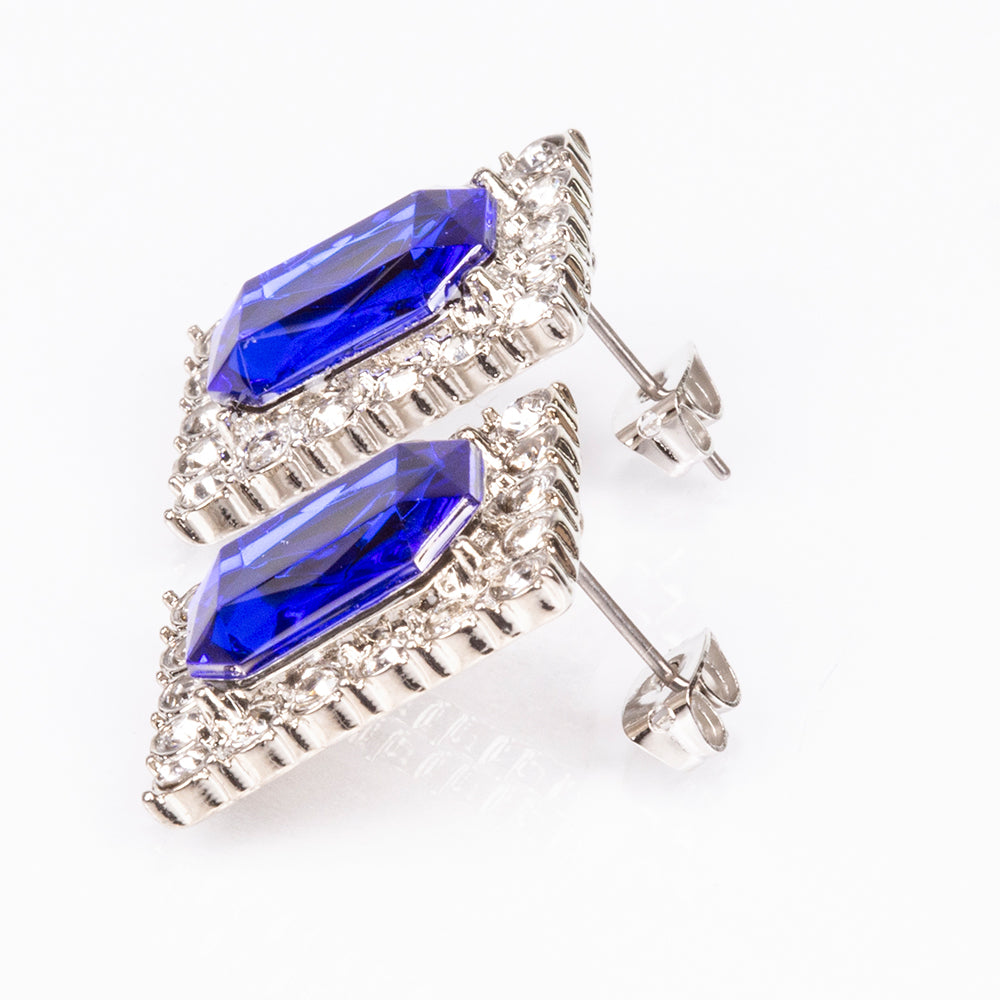 Pozlátený Zliatinový Hodinky s Modrým Emporia® Krištáľom a Bielym Emporia® Krištáľom ( Náhrdelník+Náušnice+Prívesok ) 11 