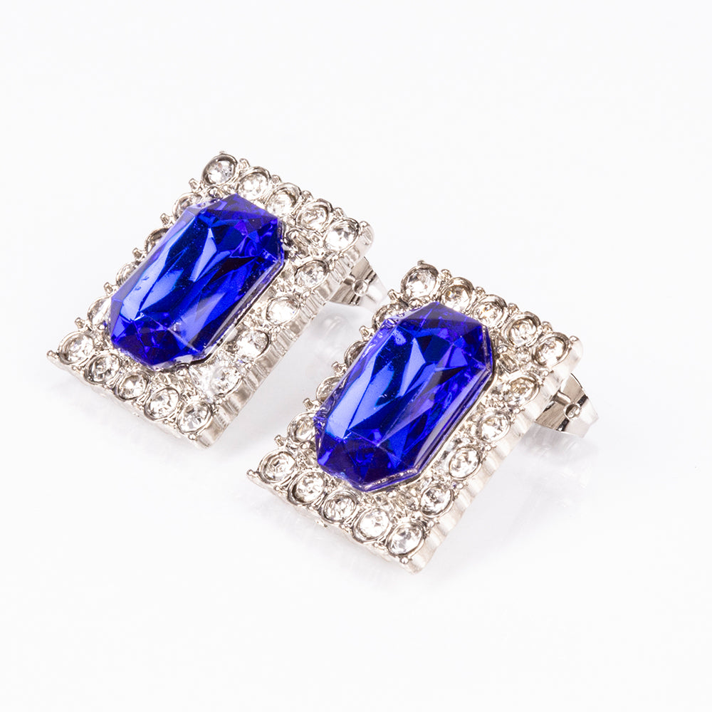 Pozlátený Zliatinový Hodinky s Modrým Emporia® Krištáľom a Bielym Emporia® Krištáľom ( Náhrdelník+Náušnice+Prívesok ) 12 