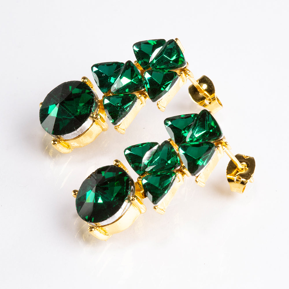 Pozlátené Zliatinové Sada s so Zeleným Emporia® Krištáľom ( Náhrdelník+Náušnice ) 3 