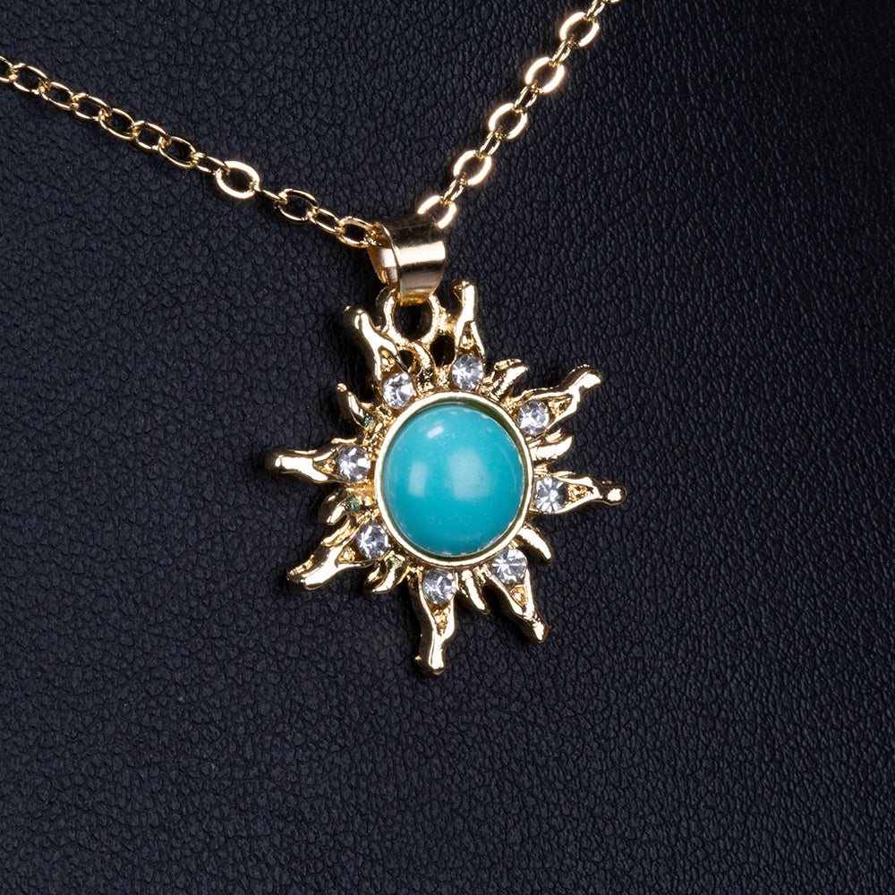 Pozlátený Zliatinový Náhrdelník s Tyrkysom