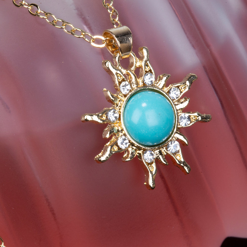 Pozlátený Zliatinový Náhrdelník s Tyrkysom