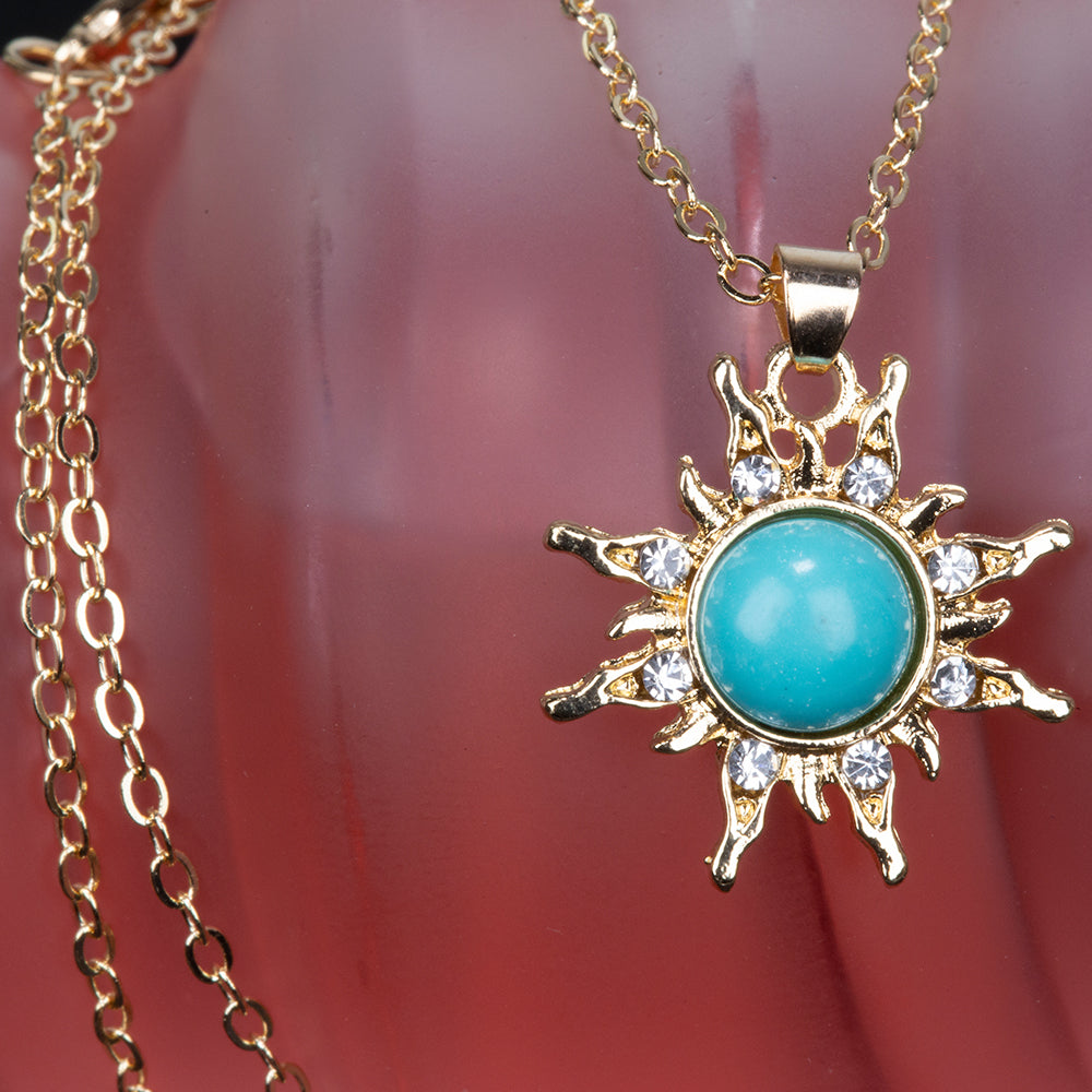 Pozlátený Zliatinový Náhrdelník s Tyrkysom