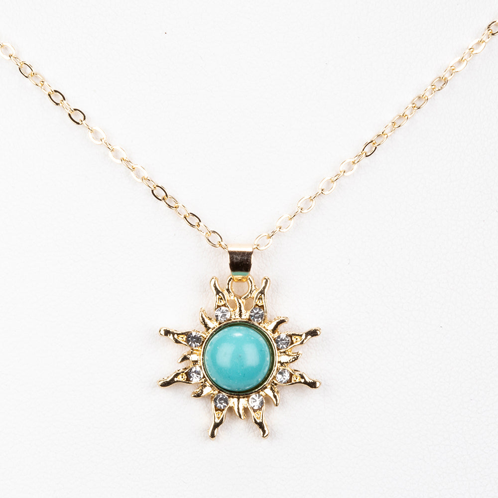 Pozlátený Zliatinový Náhrdelník s Tyrkysom 1 