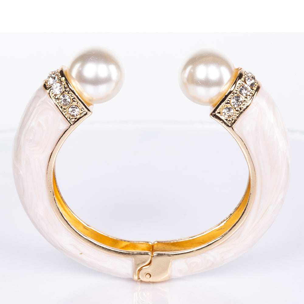 Pozlátený Zliatinový Náramok s Bielym Emporia® Krištáľom