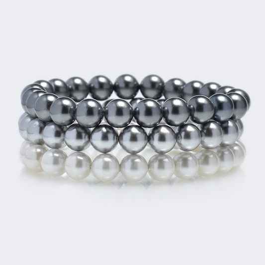 Strieborné Sada s so Sladkovodná strieborná perla a so Sladkovodná šedá perla ( Náušnice+Náramok )