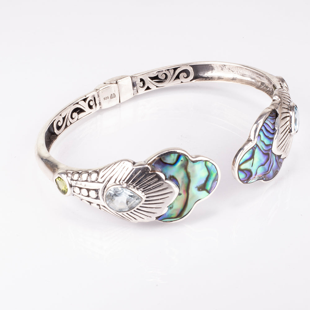 Strieborný Náramok s Mušľou Abalone a Lapisom Lazuli