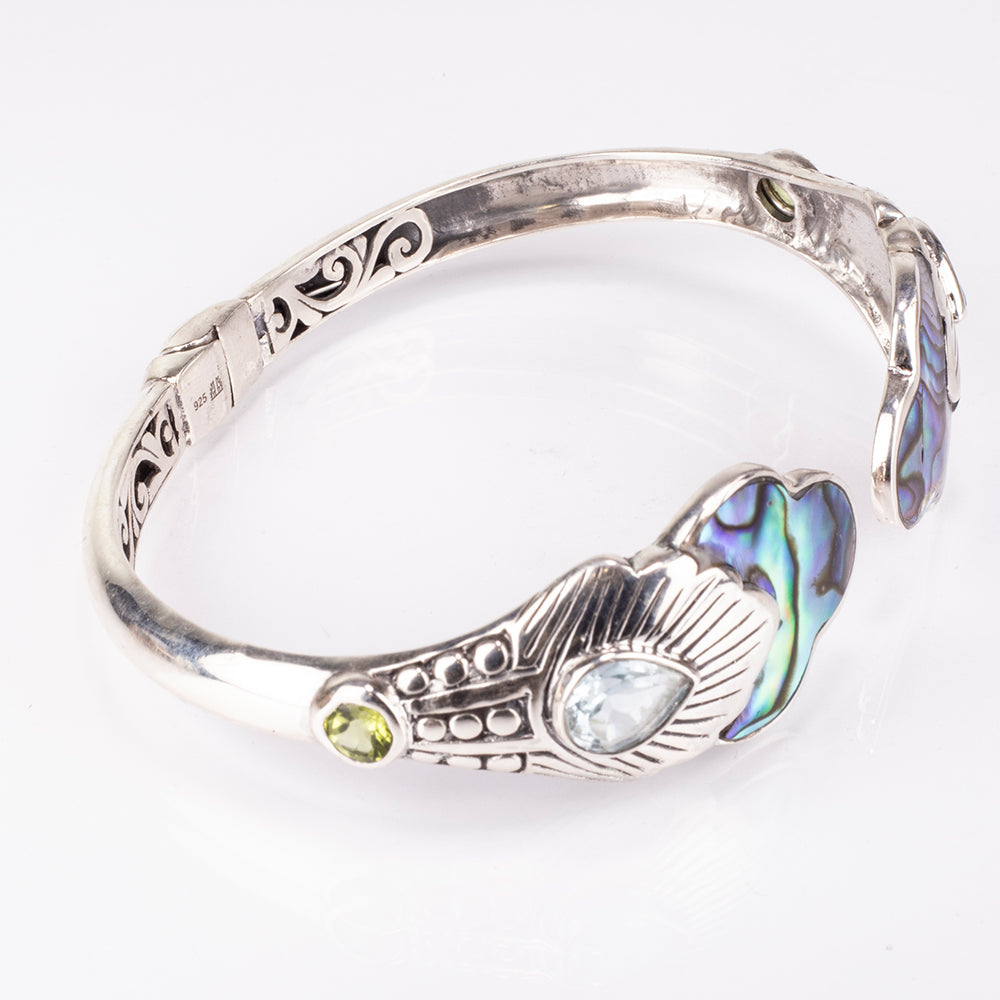 Strieborný Náramok s Mušľou Abalone a Lapisom Lazuli 4 