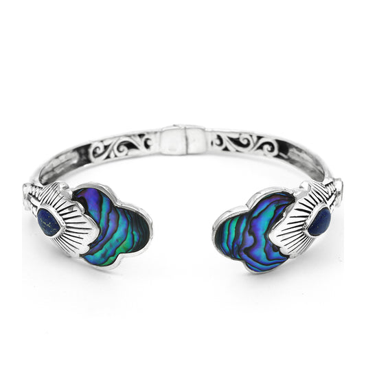 Strieborný Náramok s Mušľou Abalone a Lapisom Lazuli
