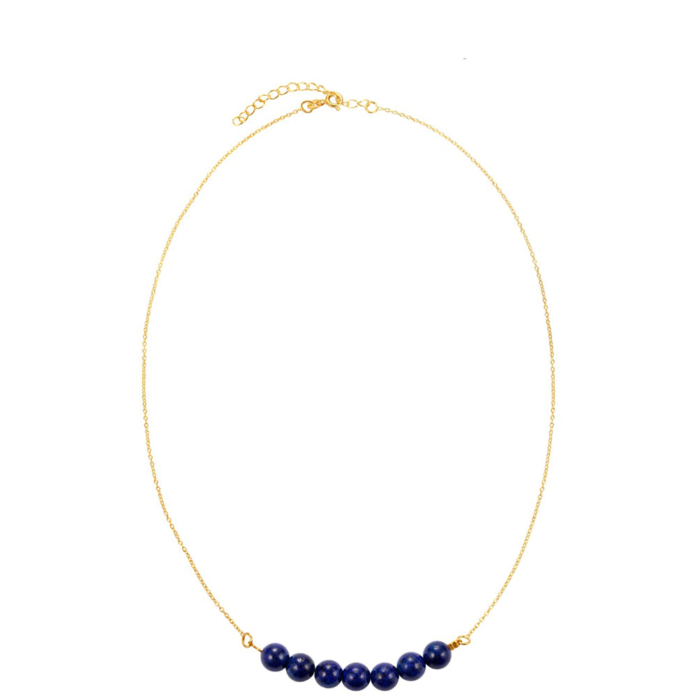 Pozlátený Strieborný Náhrdelník s Lapisom Lazuli 3 