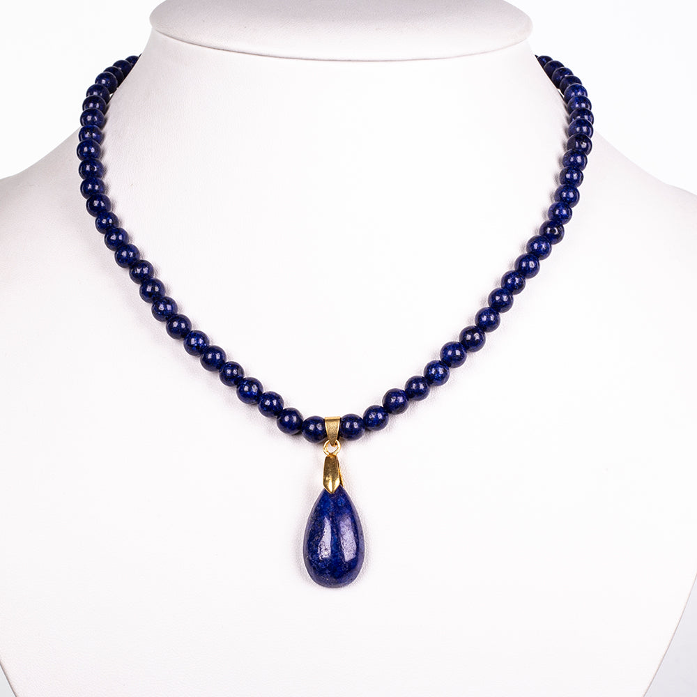 Pozlátený Zliatinový Náhrdelník s Lapisom Lazuli