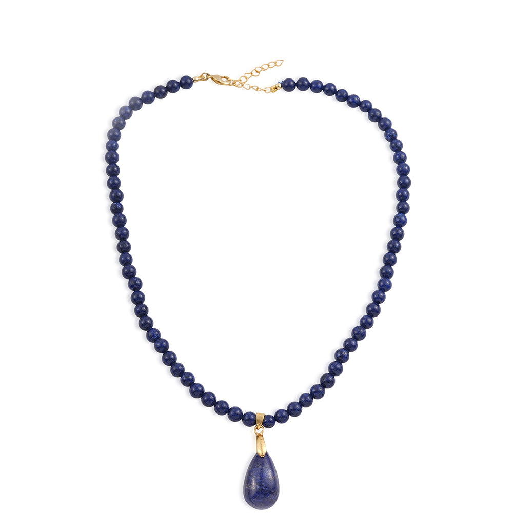 Pozlátený Zliatinový Náhrdelník s Lapisom Lazuli