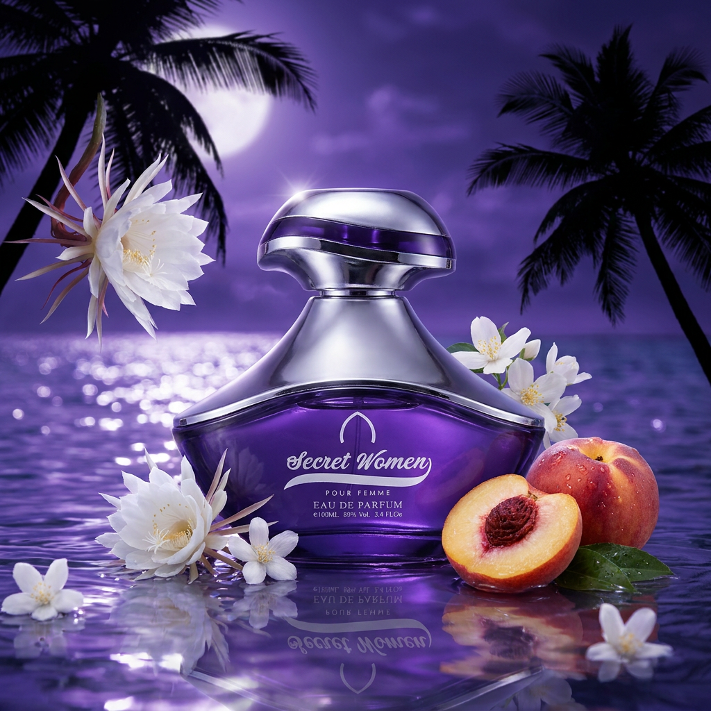 100 ml Eau de Perfume Oriental SECRET WOMEN (TOP: PEACH, BLACKCURRANT, GREEN; MIDDLE: TUBEROSE, WATERY; BASE: SANDALWOOD, LACTONE, COCONUT, MUSK) 4 