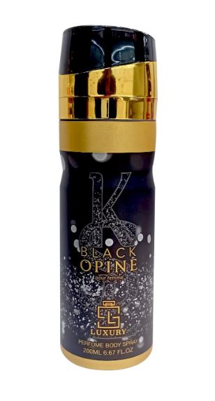 Perfume Body Spray BLACK OPINE 200 ML (Top: PINK PEPPER, ORANGE BLOSSOM, PEAR; Middle: WHITE FLOWERS, JASMINE, COFFEE; Base: VANILLA, PATCHOULI, CEDARWOOD, MUSK) 3 
