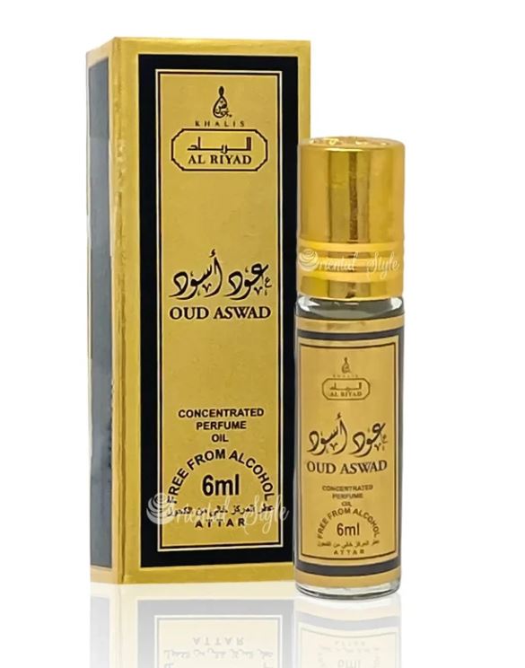 OUD ASWAD 6 ml perfume oil (TOP: PINK GRAPEFRUIT, CLARY SAGE, CARDAMOM; MIDDLE: RED GINGER, ORRIS, PATCHOULI; BASE: AGARWOOD, BLACK MUSK, AMBERGRIS, LABDAMUM, TONKA BEAN) 2 