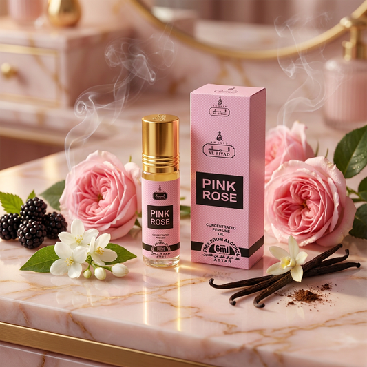 Pink Rose Al Riyad roll-on parfumový olej 6 ml – ovocno-kvetinová vôňa pre ženy