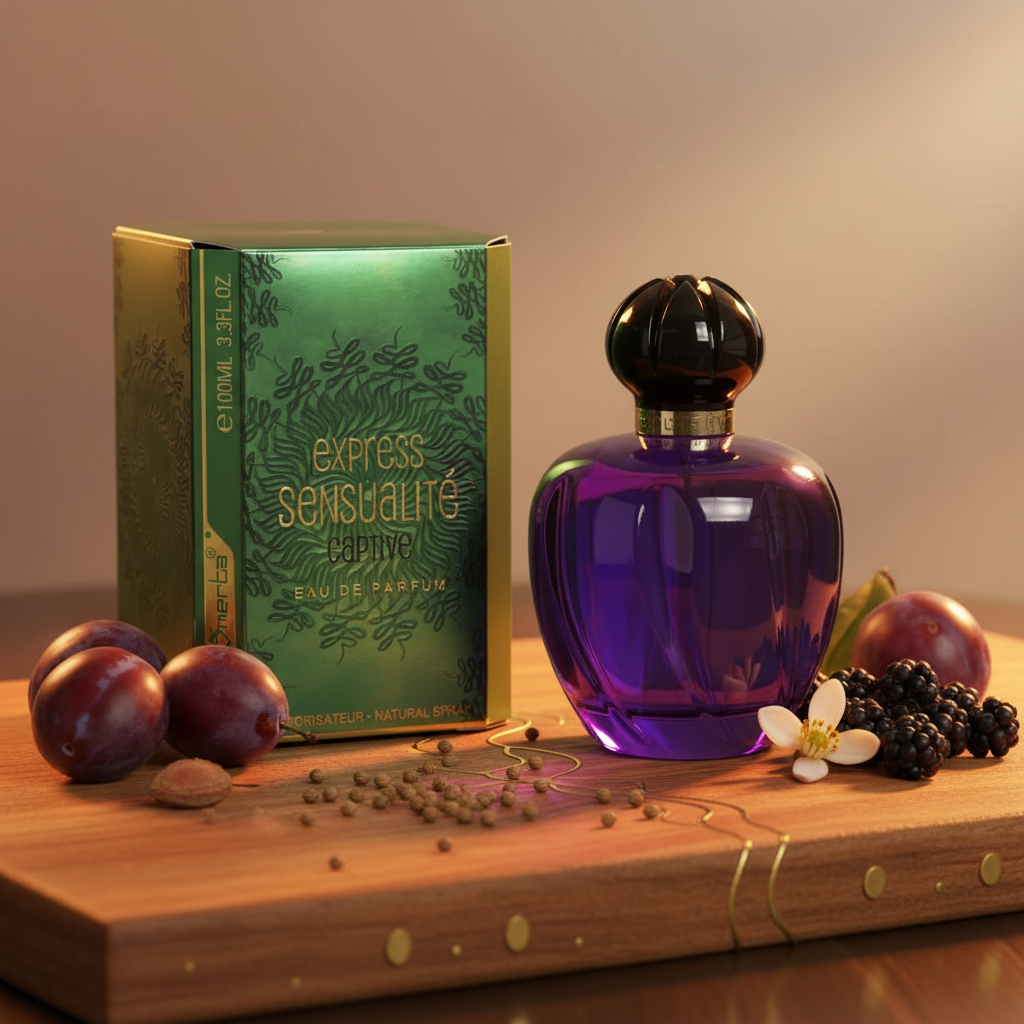 100 ml Eau de Parfume "EXPRESS SENSUALITE CAPTIVE" Ovocná Kvetinová Vôňa pre Ženy, s 6% obsahom esenciálnych olejov