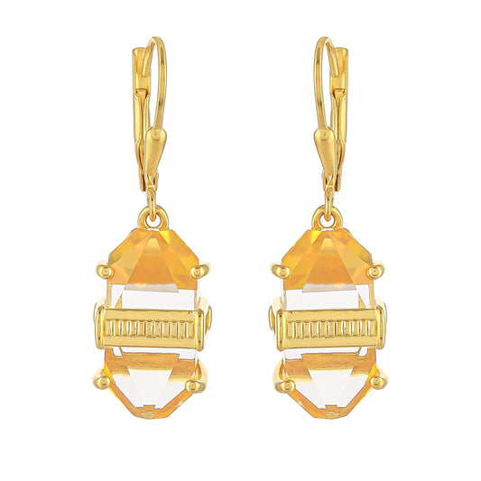 Pozlátené Strieborné Náušnice s Americkým Ohnivým Opálom a Optickým Kremeňom