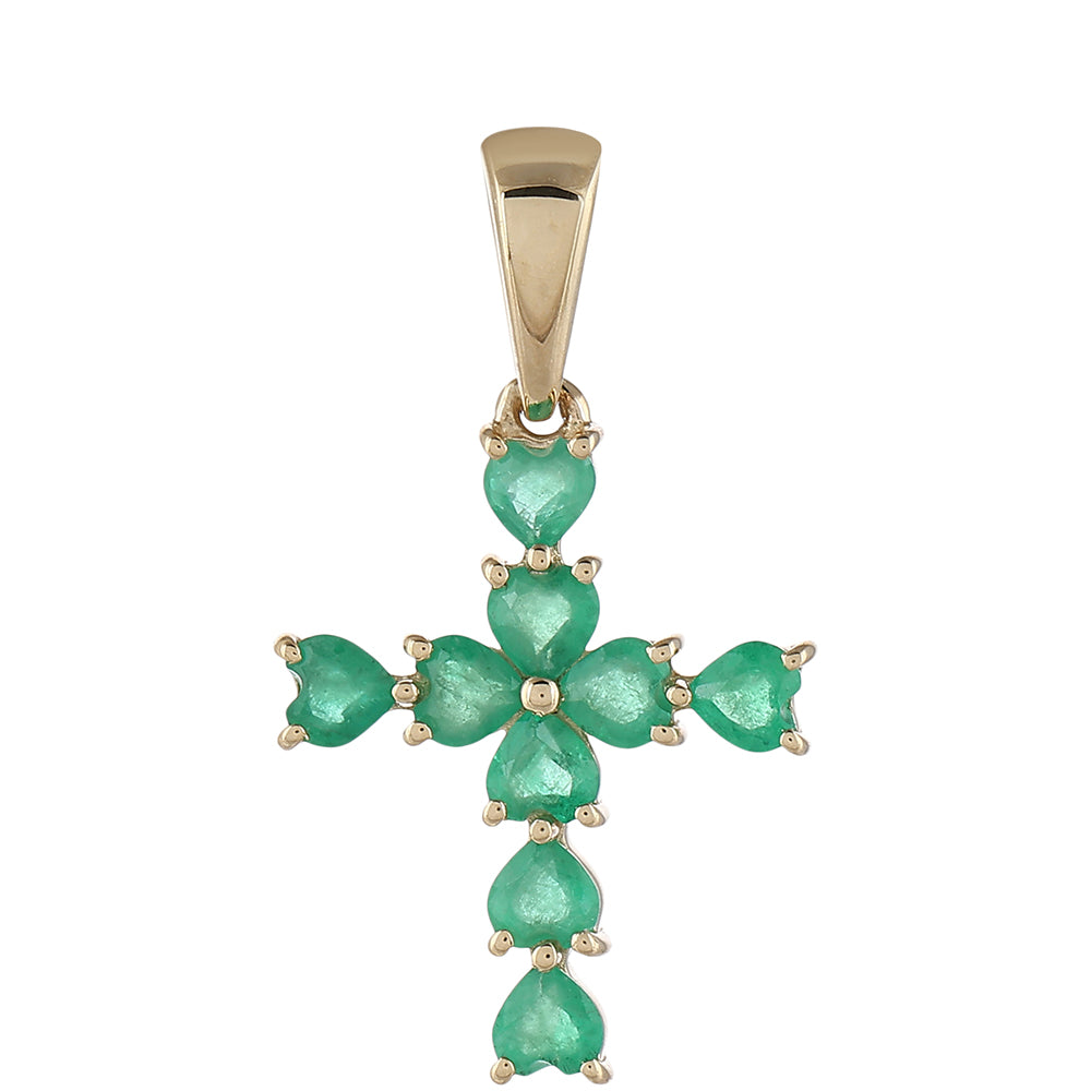 Kríž Zlatý Prívesok s Brazílskym Smaragdom