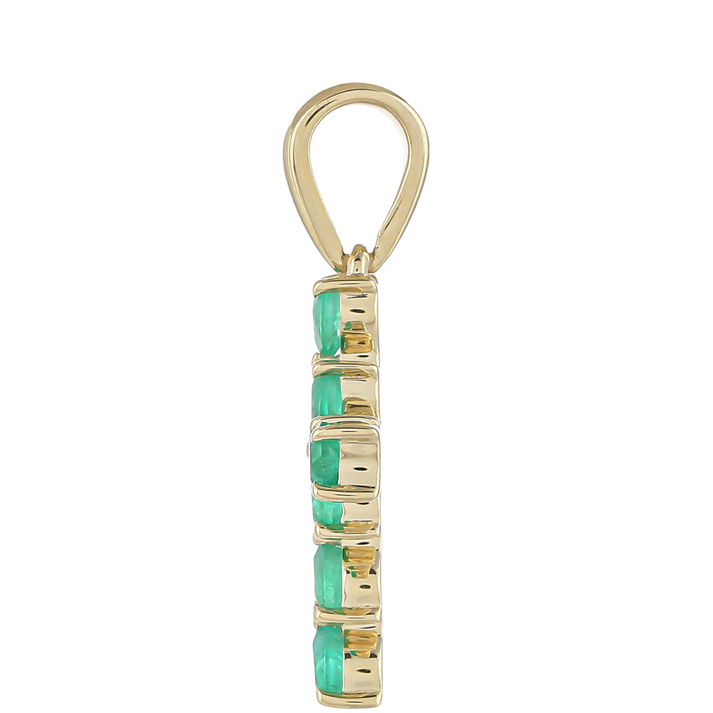 Kríž Zlatý Prívesok s Brazílskym Smaragdom