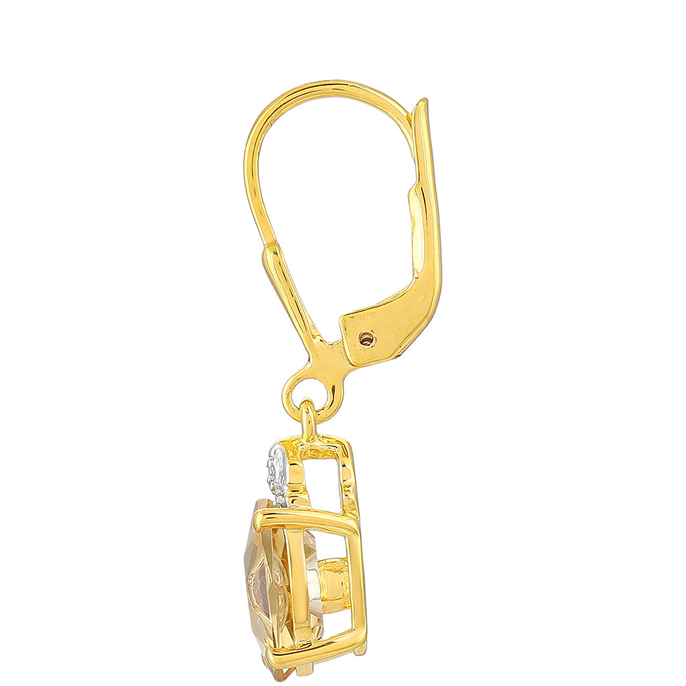 Pozlátené Strieborné Náušnice s Tanzanitom a Champagne Kremeňom 2 