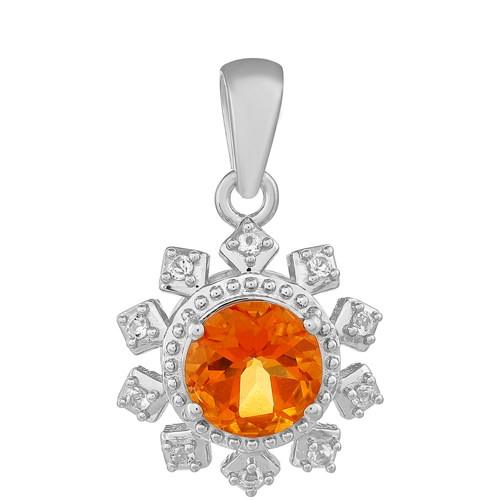 Strieborný Prívesok s Padparadscha Kremeňom a Bielym Topásom 1 
