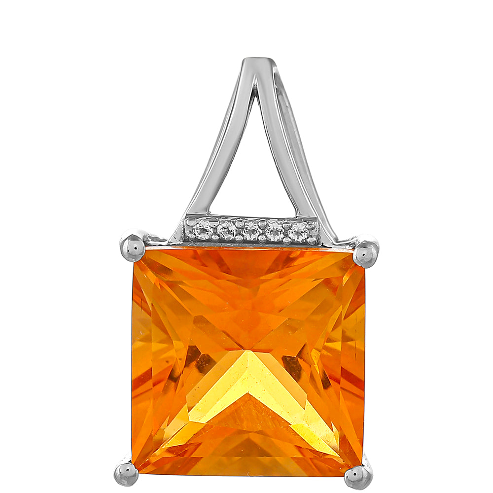 Strieborný Prívesok s Padparadscha Kremeňom a Bielym Topásom 1 