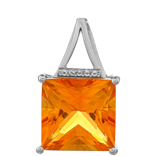 Strieborný Prívesok s Padparadscha Kremeňom a Bielym Topásom