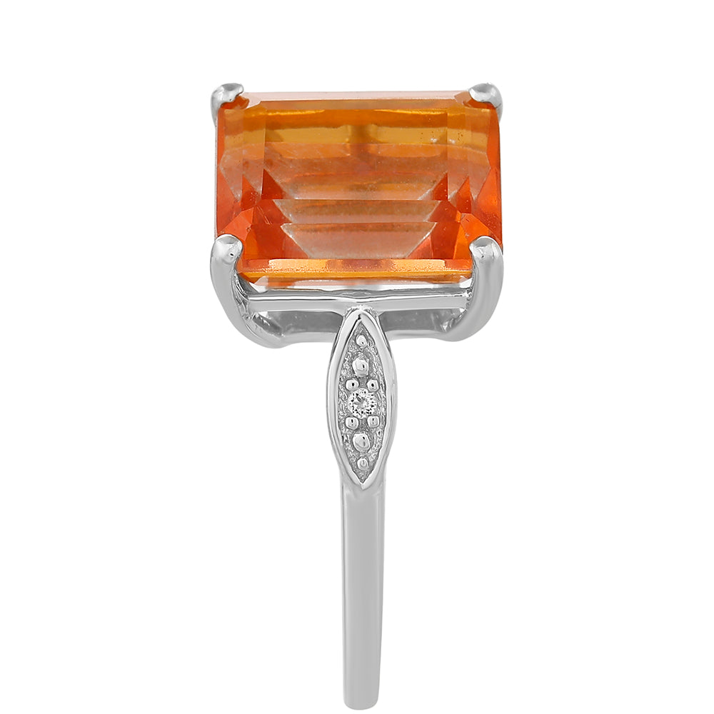 Strieborný Prsteň s Padparadscha Kremeňom a Bielym Topásom 3 